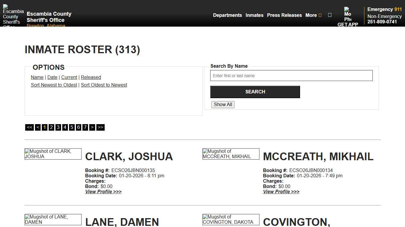 Inmate Roster - Current Inmates Booking Date Descending - Escambia County Sheriff, AL